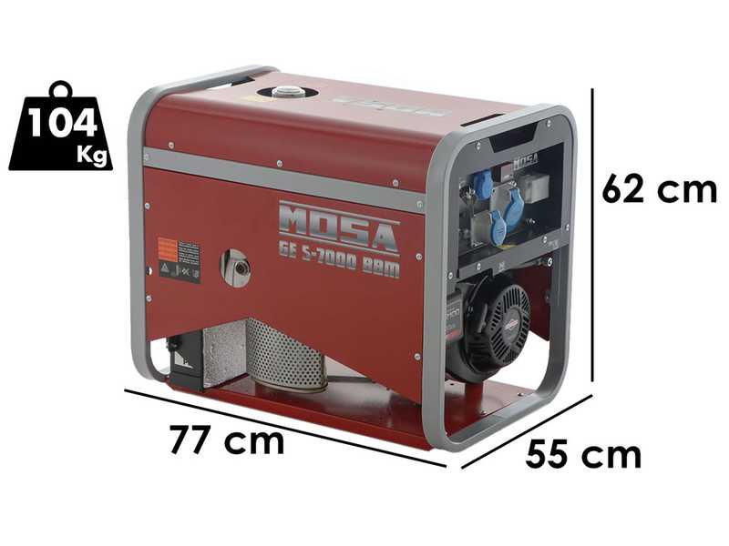 OUTLET - DIFETTI ESTETICI - MOSA GE S-7000 BBM AVR EAS - Generatore di corrente a benzina con AVR e avv.elettrico 6.5 kW - Continua 5.4 kW Monofase