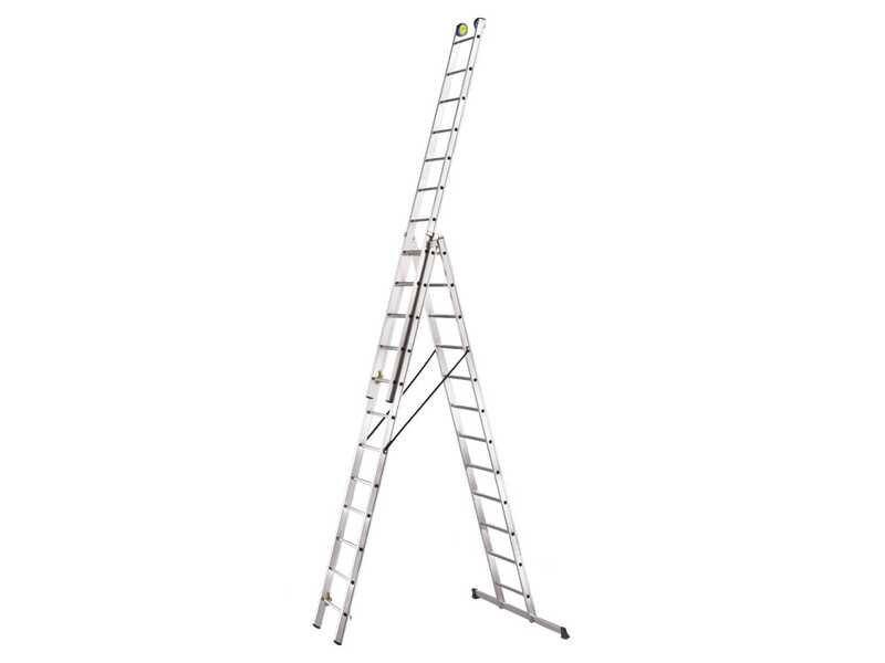 Svelt Euro E3 SCE3R030, 3x12 gradini, 9.10 m - Scala telescopica in alluminio allungabile - Altezza stimata operativa 10.10 m