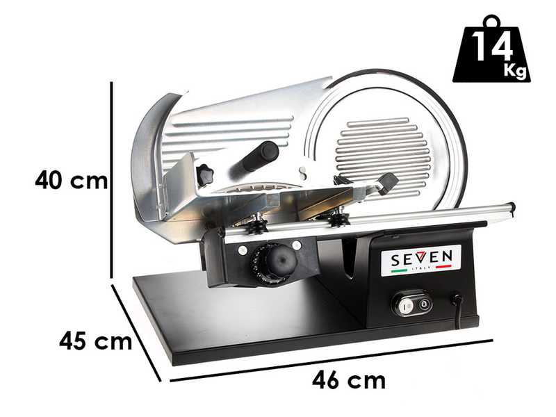 OUTLET - PICCOLI DIFETTI ESTETICI - Seven Italy PS 250 PRO BLACK - Affettatrice con lama da 250 mm - affilatoio compreso