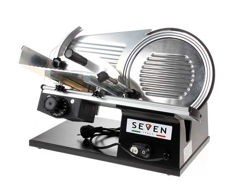 OUTLET - PICCOLI DIFETTI ESTETICI - Seven Italy PS 250 PRO BLACK - Affettatrice con lama da 250 mm - affilatoio compreso