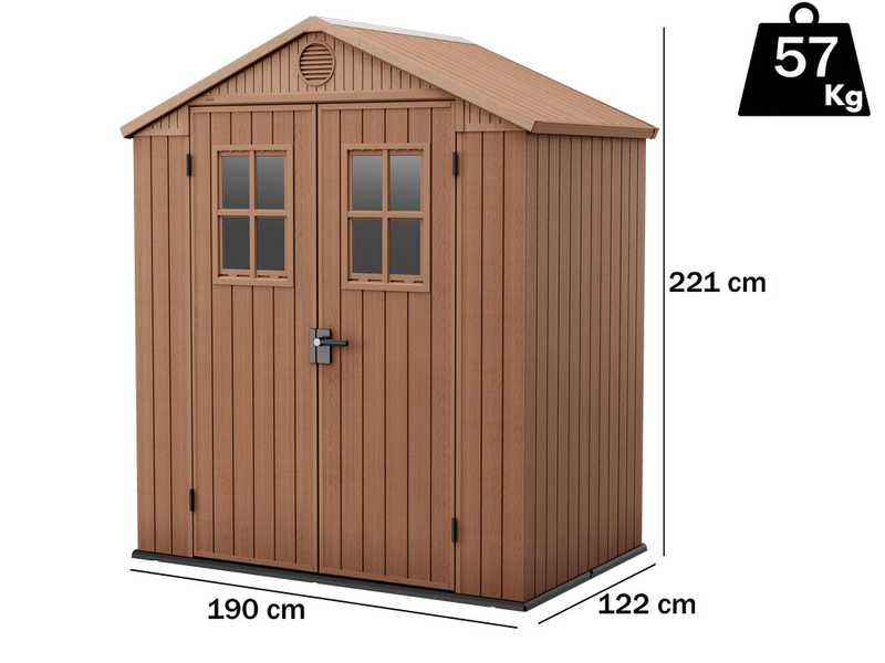 OUTLET - DIFETTI ESTETICI - Keter Darwin marrone - Casetta da giardino - Con finestre frontali - 190x122x221 cm