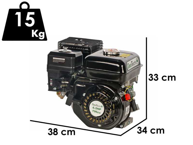 GeoTech - Motore a scoppio 196 cc ad albero orizzontale monocilindrico 4 tempi