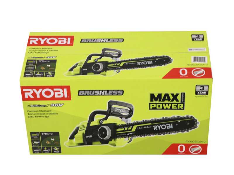 OUTLET - PICCOLI DIFETTI ESTETICI - Ryobi BRUSHLESS RY36CSX35A-0 - Elettrosega Max Power 36V - Lama da 35cm - SENZA BATTERIA E CARICABATTERIA