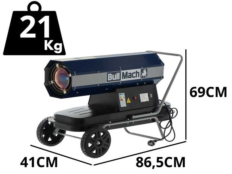 OUTLET - DIFETTI ESTETICI - BullMach BM-DDH 30 - Generatore di aria calda diesel - A combustione diretta - Carrellato - 30kW