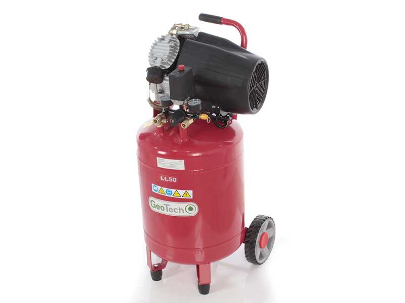 OUTLET - DIFETTI ESTETICI - GeoTech AC50V-10-30VC - Compressore aria elettrico carrellato verticale - Motore 3 HP - 50 lt aria compressa