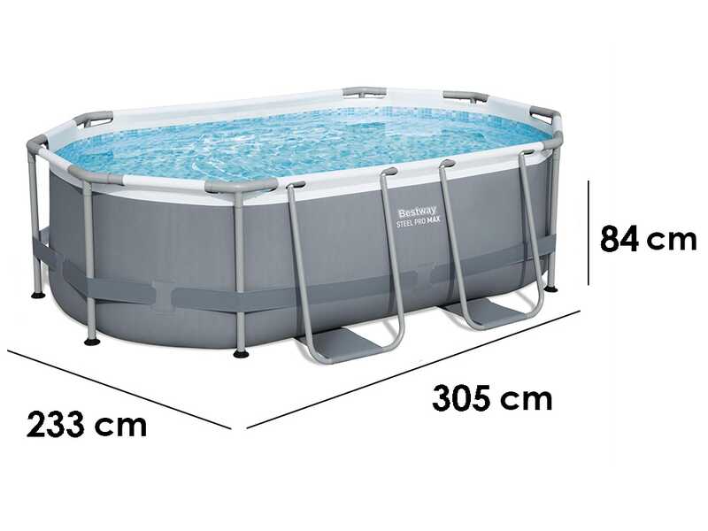 Bestway Steel Pro Max 5614A - 305x200x84 cm - Piscina Ovale + Pompa filtro 16 W