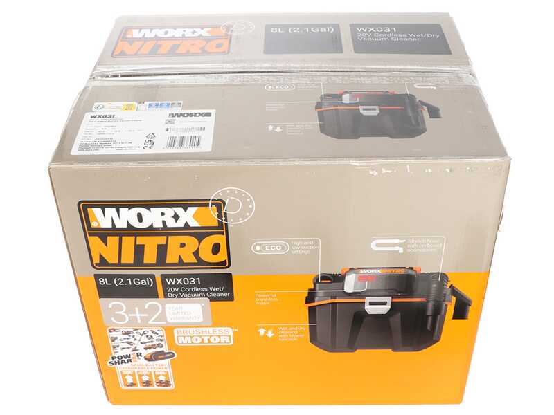 Worx Nitro WX031 - Aspiratore di solidi e liquidi portatile a batteria - 20V 4.0Ah