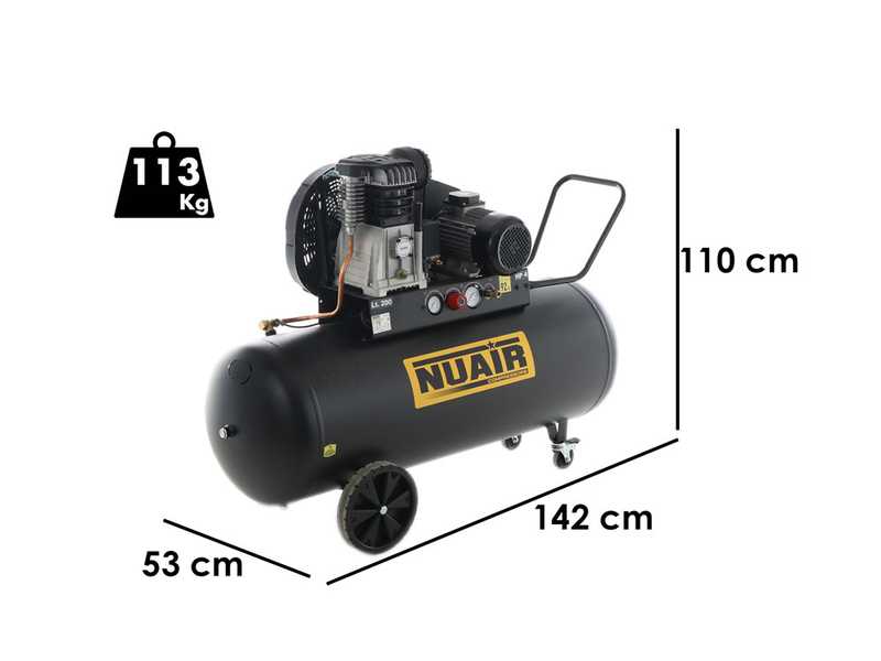 OUTLET - PICCOLI DIFETTI ESTETICI - Nuair B3800B/4CT/200 Tech-Pro - Compressore aria elettrico monofase a cinghia - Motore 4 HP - 200 lt