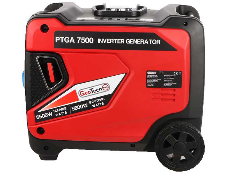 OUTLET - UTILIZZATO PER PROVA - GeoTech-Pro PTGA 7500 - Generatore di corrente ad inverter silenziato carrellato 5,8 kW - Continua 5,5 kW Monofase