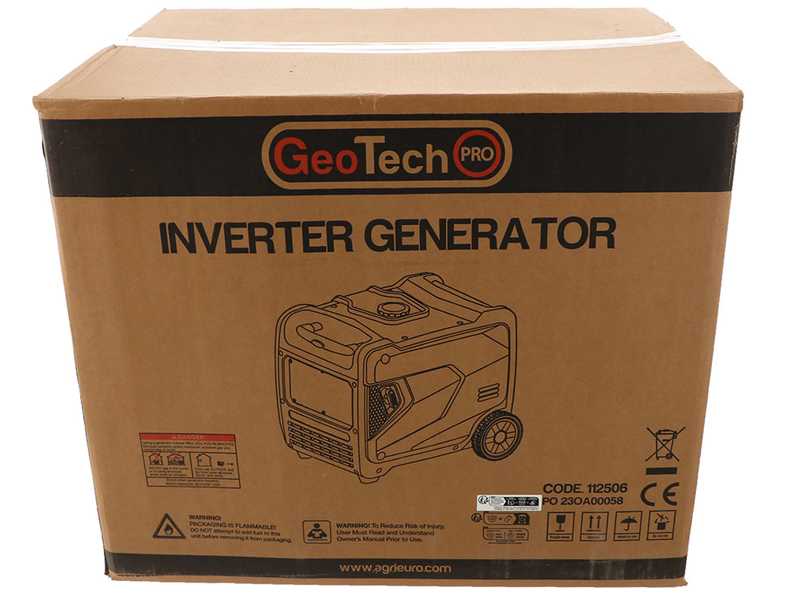 OUTLET - UTILIZZATO PER PROVA - GeoTech-Pro PTGA 7500 - Generatore di corrente ad inverter silenziato carrellato 5,8 kW - Continua 5,5 kW Monofase