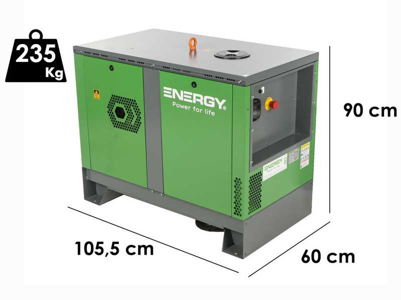 Energy EY-12.5TDE-SA - Generatore di corrente diesel silenziato con AVR - 9 Kw - Continua 8 kW Trifase + ATS