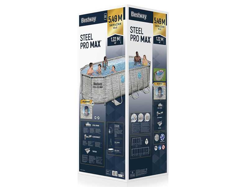 Bestway Steel Pro Max Splashview 56716 - 549x274x122 cm - Piscina Ovale per 7-8 Persone