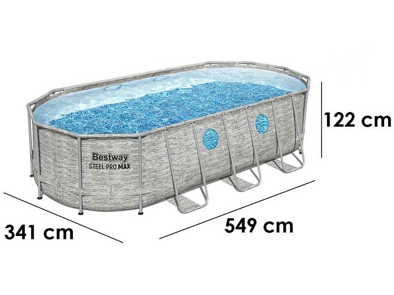 Bestway Steel Pro Max Splashview 56716 - 549x274x122 cm - Piscina Ovale per 7-8 Persone