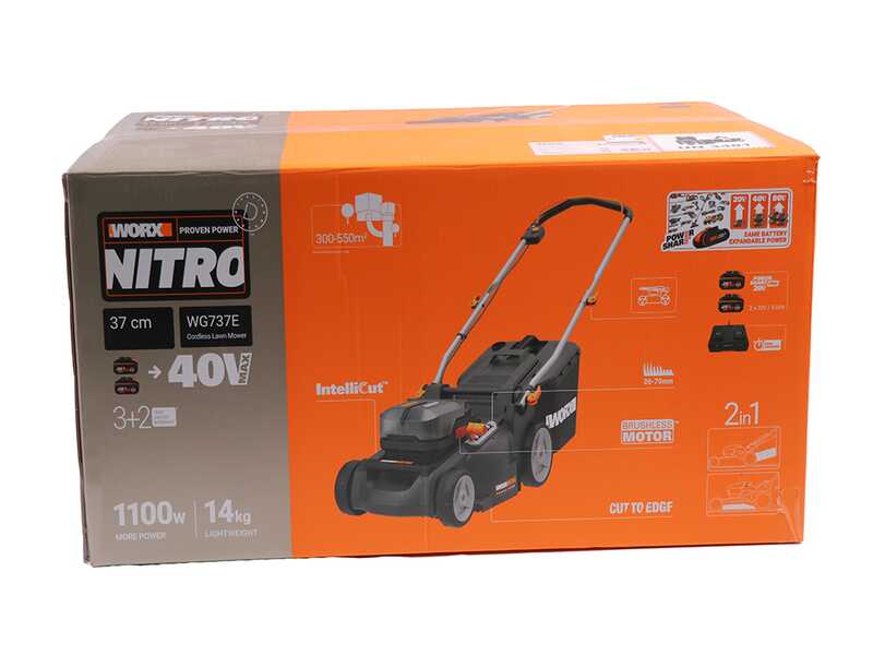 Worx Nitro WG737E - Tagliaerba a batteria - 2x20V/4Ah - Taglio 37cm