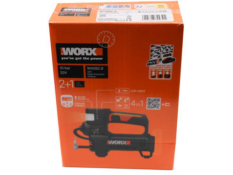 Worx WX092.9 - Compressore elettrico a batteria - SENZA BATTERIE E CARICABATTERIE