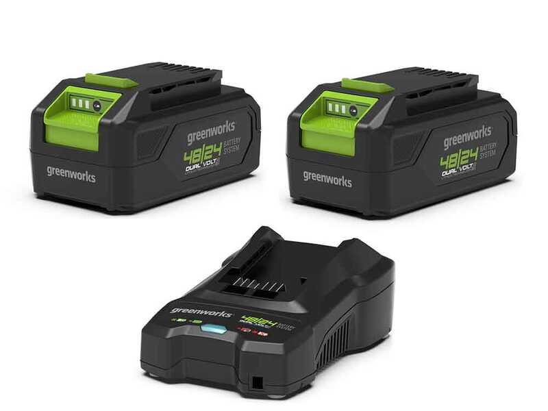 Greenworks G48LM41ST25K2X - Kit Tagliaerba a batteria + Tagliabordi a batteria - 48V - 2x 24V/2Ah