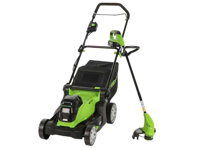 Greenworks G48LM41ST25K2X - Kit Tagliaerba a batteria + Tagliabordi a batteria - 48V - 2x 24V/2Ah