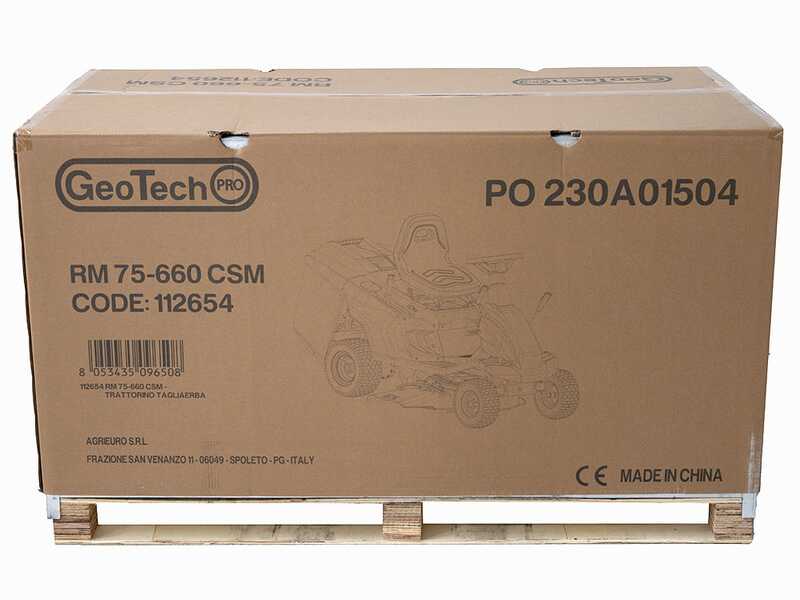 OUTLET - UTILIZZATO PER PROVA - GeoTech-Pro RM 75-660 CSM - Trattorino tagliaerba mini-rider - Taglio da 66cm - Avviamento elettrico