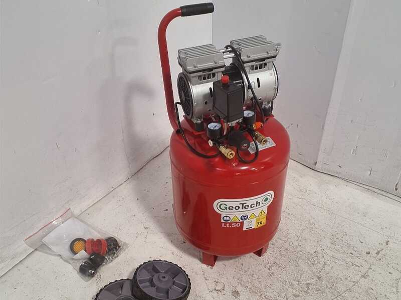 OUTLET - SENZA IMBALLO ORIGINALE - GeoTech S-AC50V-8-10 - Compressore aria elettrico oilless - Motore 1 HP - 50 lt Verticale Silenziato
