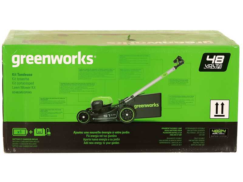 Greenworks GD48LM51SPIIK5 - Tagliaerba semovente a batteria - 48V/5Ah - Taglio 51 cm