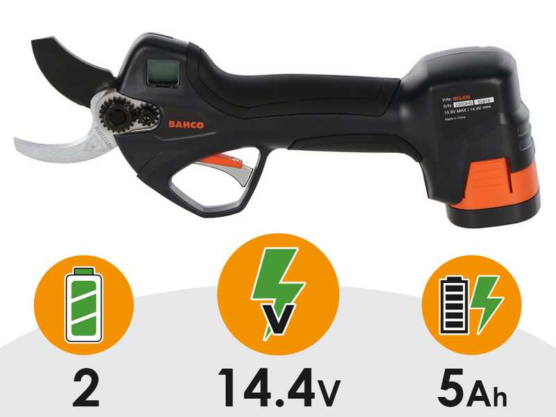 Bahco BCL235 - Forbice da potatura a batteria - 2x 14.4V 2,5 Ah - Diametro di taglio 35mm
