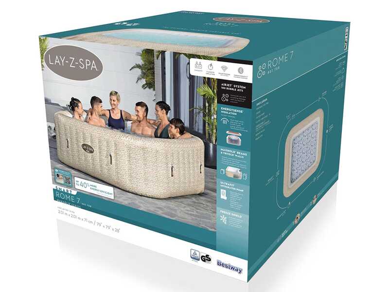 Bestway Lay-Z-Spa Roma AirJet 6001M - 201x201x71 cm - Piscina idromassaggio spa per 5-6 Persone