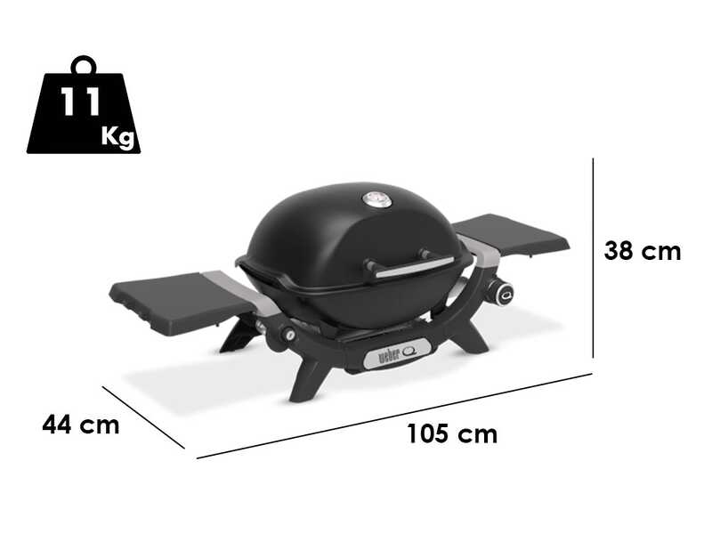 Weber Q1200N - Barbecue a gas portatile con ripiani laterali