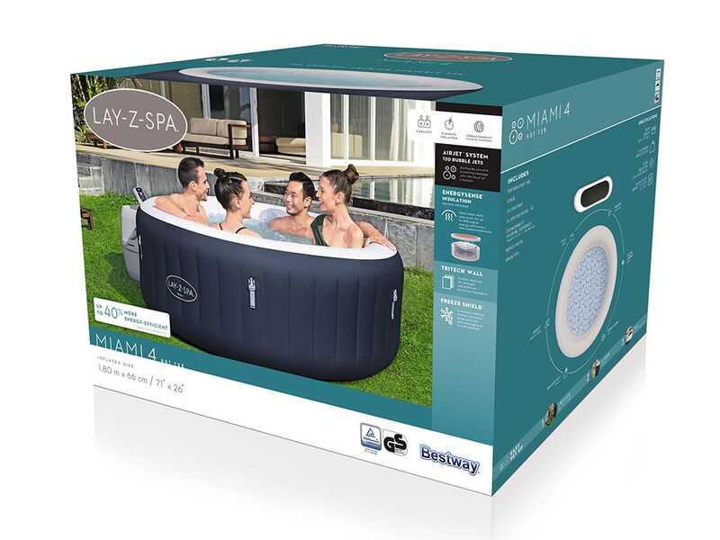 Bestway Lay-Z-Spa Miami AirJet 6001C - &Oslash;180x66 cm - Piscina idromassaggio spa per 3-4 Persone