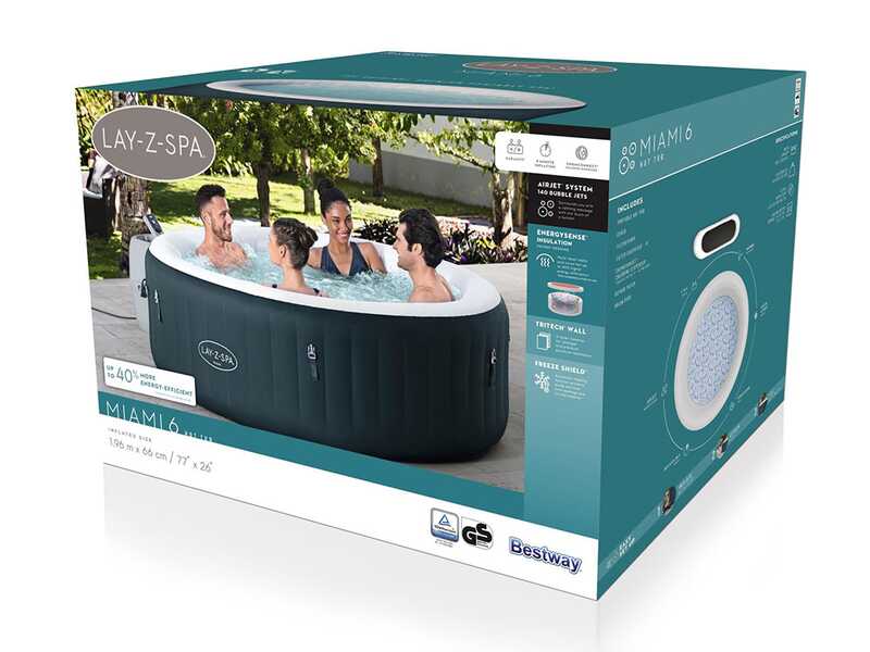 Bestway Lay-Z-Spa Miami AirJet 6001D - &Oslash;196x66 cm - Piscina idromassaggio spa per 5-6 Persone