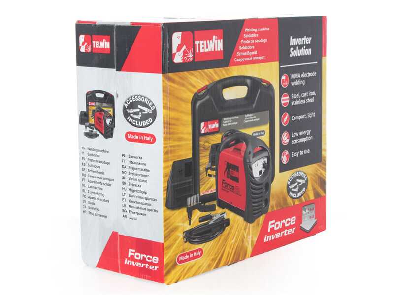 OUTLET - SENZA IMBALLO ORIGINALE - Telwin Force 165 - Saldatrice Inverter (MMA) + Valigetta, corrente continua (DC)