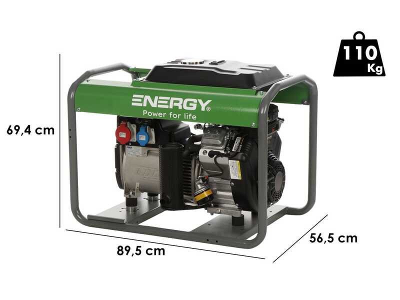 Energy EY-10TB AVR - Generatore di corrente a benzina 8 kW - Continua 7,2 Trifase