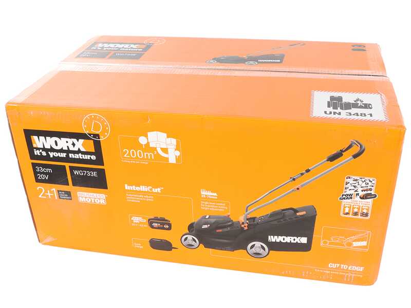 Worx WG733E - Tagliaerba a batteria - 20V/4Ah - Taglio 33cm