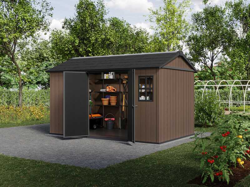 Keter Newton plus 7513/1375 - Casetta da giardino - Con porta doppia anta e finestre - 230x413x246 cm