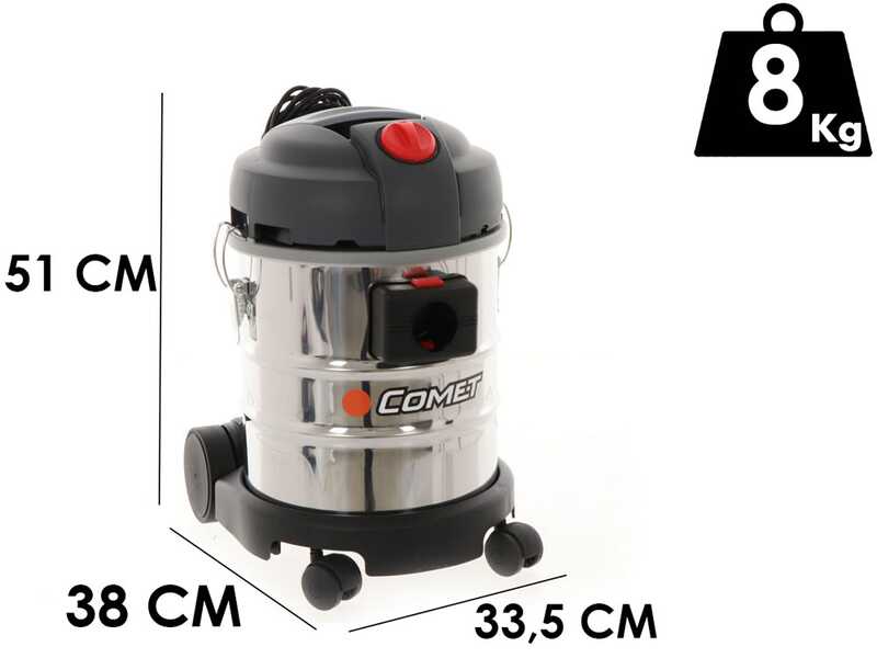 OUTLET - PICCOLI DIFETTI ESTETICI - Comet CVP 120 X - Bidone Aspiratutto - 20 lt - Fusto in acciaio - Serie Professionale