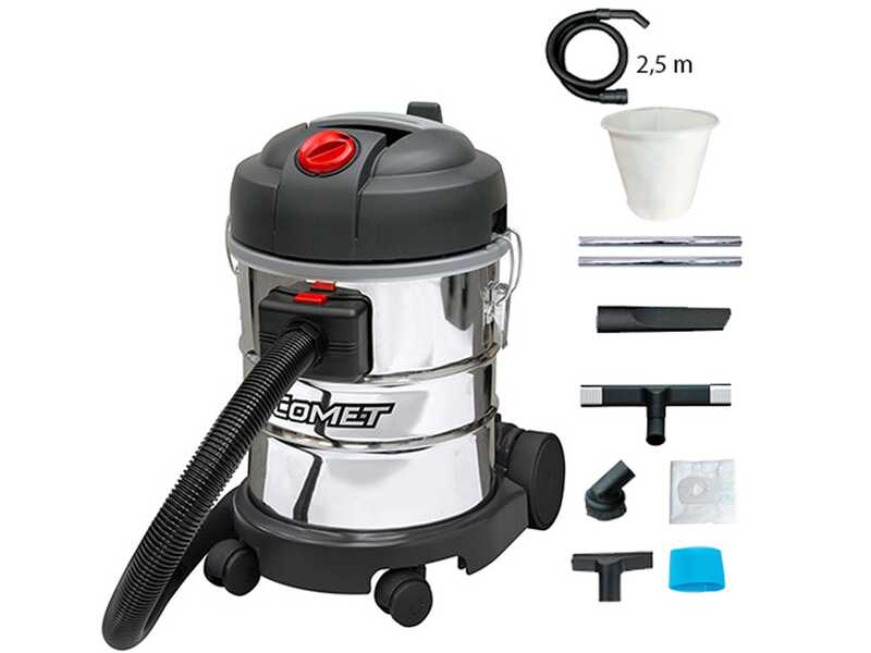 OUTLET - PICCOLI DIFETTI ESTETICI - Comet CVP 120 X - Bidone Aspiratutto - 20 lt - Fusto in acciaio - Serie Professionale