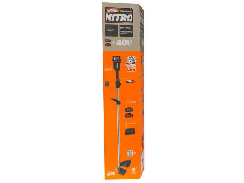 Worx Nitro WG185E - Decespugliatore a batteria 40V 2x20V/4Ah + in omaggio 2x20V/4Ah