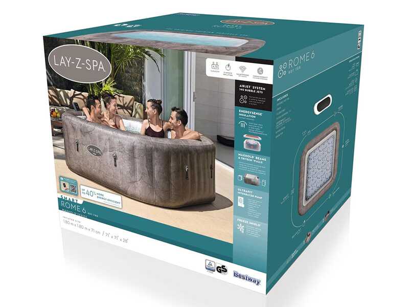 Bestway Lay-Z-Spa Roma AirJet 6001K - 180x180x71 cm - Piscina idromassaggio spa per 5-6 Persone