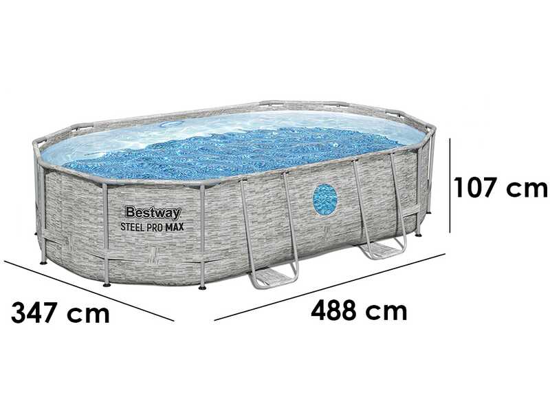 Bestway Steel Pro Max Splashview 56946 - 488x305x107 cm - Piscina Ovale per 7-8 Persone