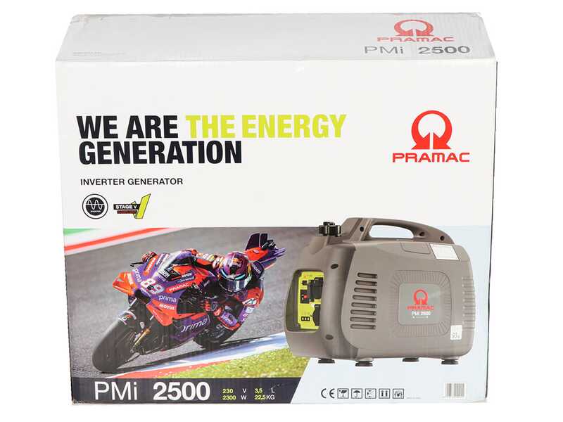 Pramac PMi2500 - Generatore di corrente silenziato portatile a inverter 2.3 kW - Continua 2 kW Monofase