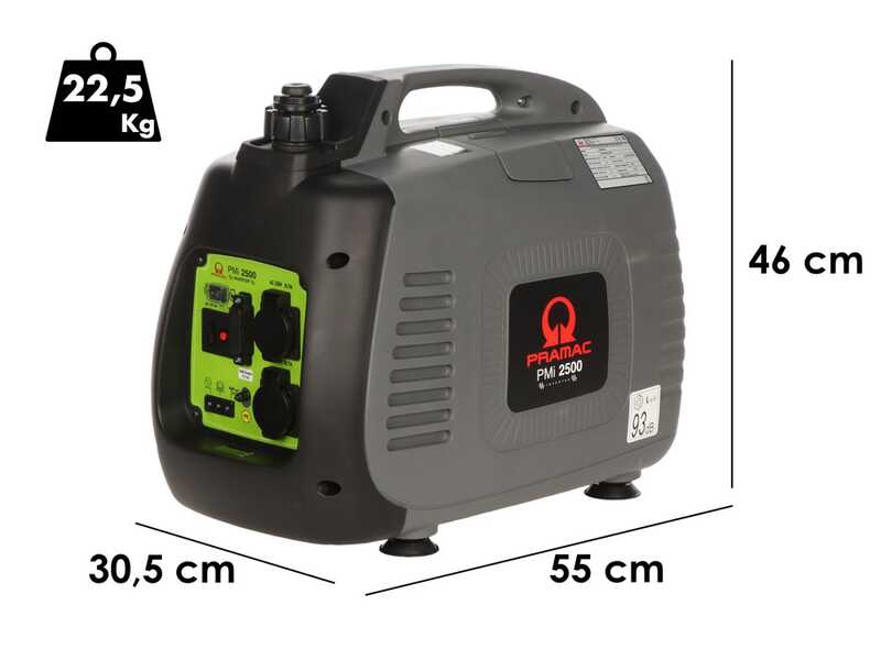 Pramac PMi2500 - Generatore di corrente silenziato portatile a inverter 2.3 kW - Continua 2 kW Monofase
