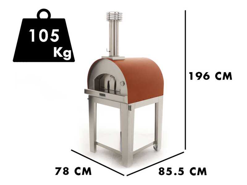 OUTLET - DA ESPOSIZIONE - Fontana Margherita Rosso - Forno a legna da esterno con carrello