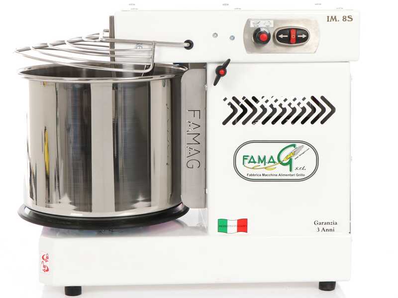 OUTLET - SENZA IMBALLO ORIGINALE - Famag Grilletta IM 8S/230 10 Velocit&agrave; HH - Impastatrice a spirale 8 Kg ad alta idratazione con testa sollevabile