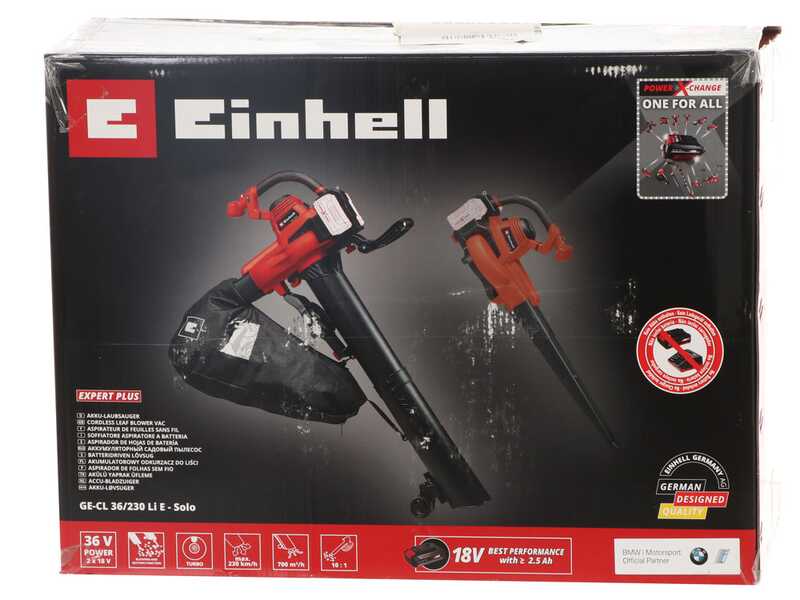 OUTLET - UTILIZZATO PER PROVA - Einhell GE-CL 36/230 Li E - Soffiatore aspiratore a batteria - SENZA BATTERIE E CARICABATTERIE