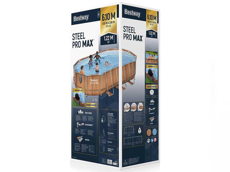 Bestway Steel Pro Max Comfort Jet 56719 - 610x366x122 cm - Piscina Ovale con sistema idromassaggio