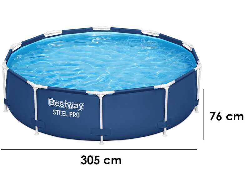 Bestway Steel Pro 56677 - &Oslash;305x76 cm - Piscina Rotonda per 3-4 Persone