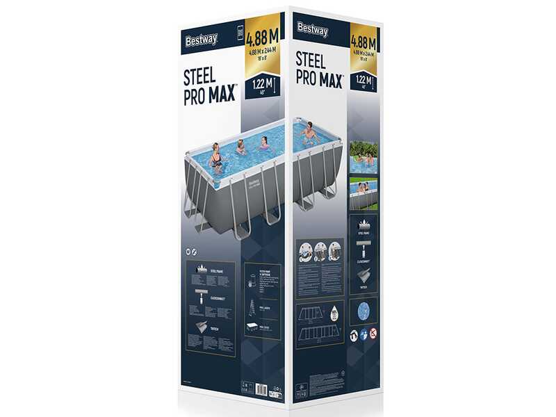 Bestway Steel Pro Max 56670 - 488x244x122 cm - Piscina fuori terra per 5-6 Persone