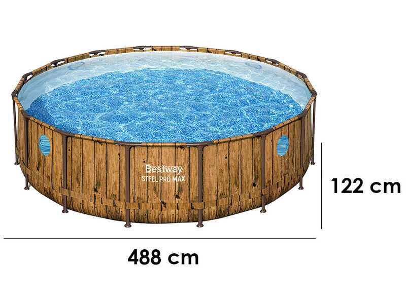 Bestway Steel Pro Max Splashview 56725 - &Oslash;488x122 cm - Piscina rotonda per 9-10 Persone
