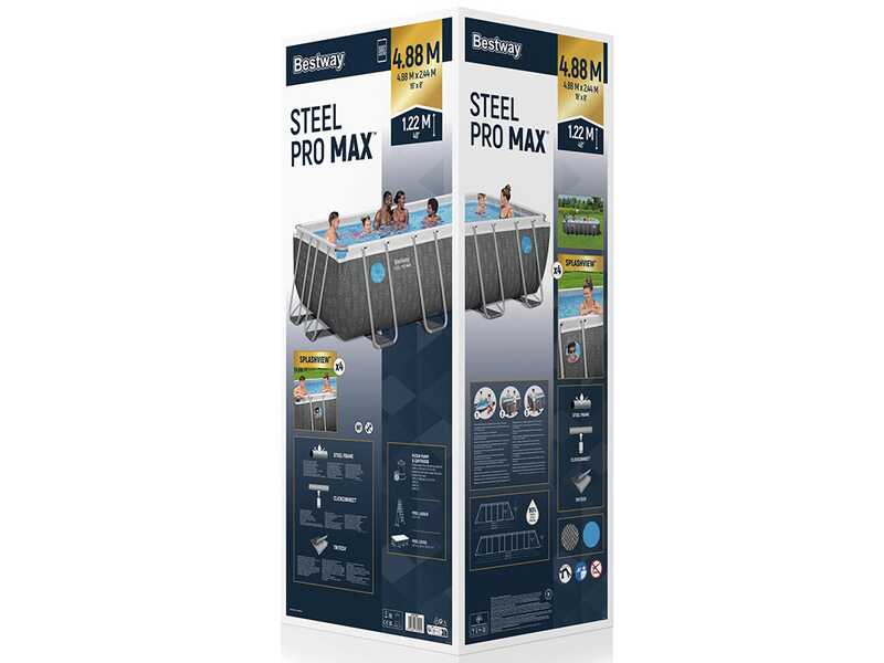 Bestway Steel Pro Max Splashview 561MB - Piscina fuori terra per 5-6 Persone