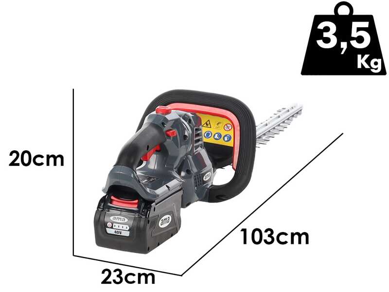 Ama Freemow 98708  - Tagliasiepi a batteria - 40V 2.5Ah - Lama da 60 cm