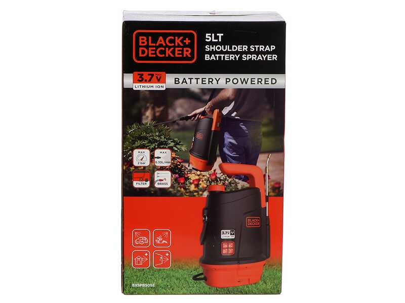 OUTLET - PICCOLI DIFETTI ESTETICI - Black &amp; Decker BXSPBS05E - Pompa irroratrice a spalla a batteria - 5 litri - 3,7V - 2,6Ah